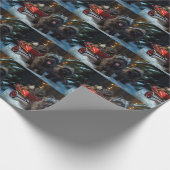 Affenpinscher Snowy Sleigh Ride Kerstdecoratie Cadeaupapier (Hoek)