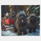 Affenpinscher Snowy Sleigh Ride Kerstdecoratie Fleece Deken (Voorkant (Horizontaal))