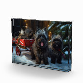 Affenpinscher Snowy Sleigh Ride Kerstdecoratie Fotoblokken (Rechts)