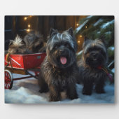 Affenpinscher Snowy Sleigh Ride Kerstdecoratie Fotoplaat (Voorkant)