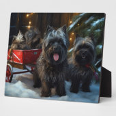 Affenpinscher Snowy Sleigh Ride Kerstdecoratie Fotoplaat (Zijkant)