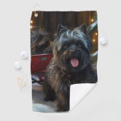 Affenpinscher Snowy Sleigh Ride Kerstdecoratie Golfhanddoek (Insitu)