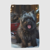 Affenpinscher Snowy Sleigh Ride Kerstdecoratie Golfhanddoek (Voorkant)