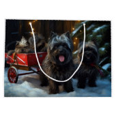 Affenpinscher Snowy Sleigh Ride Kerstdecoratie Groot Cadeauzakje (Achterkant)