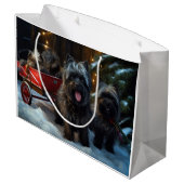 Affenpinscher Snowy Sleigh Ride Kerstdecoratie Groot Cadeauzakje (Achterkant Gekanteld)