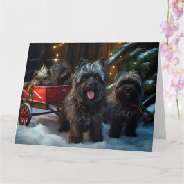 Affenpinscher Snowy Sleigh Ride Kerstdecoratie Kaart