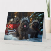 Affenpinscher Snowy Sleigh Ride Kerstdecoratie Kaart (Voorkant)