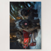 Affenpinscher Snowy Sleigh Ride Kerstdecoratie Legpuzzel (Verticaal)