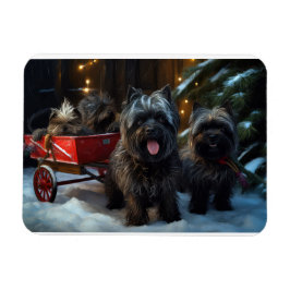 Affenpinscher Snowy Sleigh Ride Kerstdecoratie Magneet