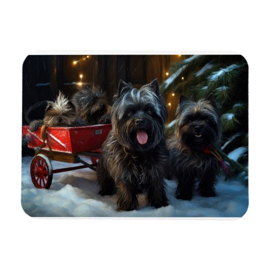 Affenpinscher Snowy Sleigh Ride Kerstdecoratie Magneet (Horizontaal)