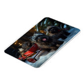 Affenpinscher Snowy Sleigh Ride Kerstdecoratie Magneet (Linkerzijde)