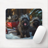 Affenpinscher Snowy Sleigh Ride Kerstdecoratie Muismat (Met muis)