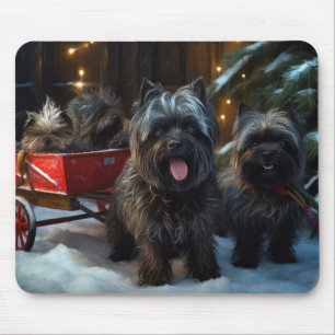 Affenpinscher Snowy Sleigh Ride Kerstdecoratie Muismat