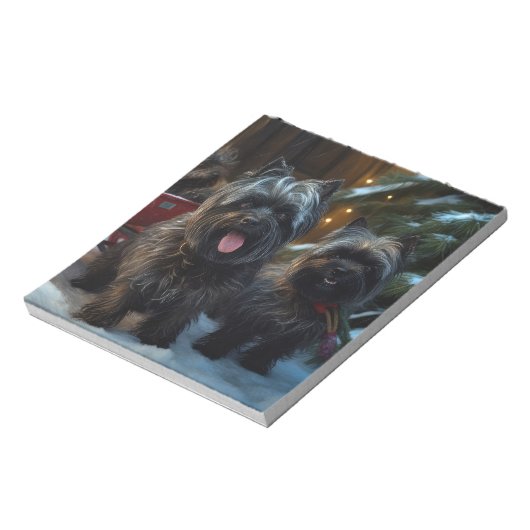 Affenpinscher Snowy Sleigh Ride Kerstdecoratie Notitieblok (Linkerzijde)