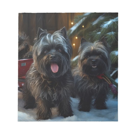 Affenpinscher Snowy Sleigh Ride Kerstdecoratie Notitieblok (Voorkant)