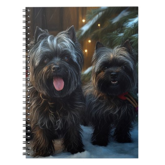 Affenpinscher Snowy Sleigh Ride Kerstdecoratie Notitieboek (Voorkant)