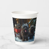 Affenpinscher Snowy Sleigh Ride Kerstdecoratie Papieren Bekers (Achterkant)