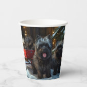 Affenpinscher Snowy Sleigh Ride Kerstdecoratie Papieren Bekers (Voorkant)