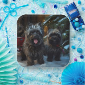 Affenpinscher Snowy Sleigh Ride Kerstdecoratie Papieren Bordje (Feest)