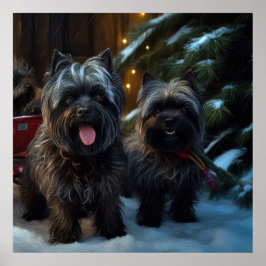 Affenpinscher Snowy Sleigh Ride Kerstdecoratie Poster