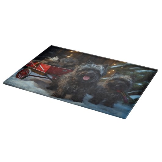 Affenpinscher Snowy Sleigh Ride Kerstdecoratie Snijplank (Hoek)