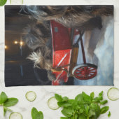 Affenpinscher Snowy Sleigh Ride Kerstdecoratie Theedoek (Gevouwen)