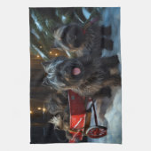 Affenpinscher Snowy Sleigh Ride Kerstdecoratie Theedoek (Verticaal)