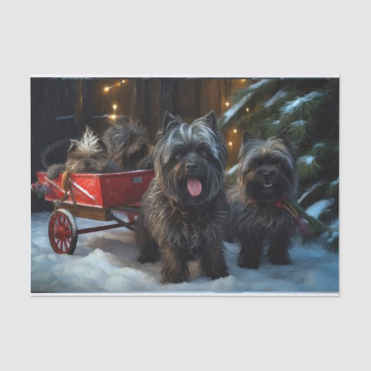 Affenpinscher Snowy Sleigh Ride Kerstdecoratie Tissuepapier (Voorkant)