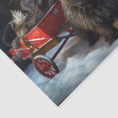 Affenpinscher Snowy Sleigh Ride Kerstdecoratie Tissuepapier (Detail)