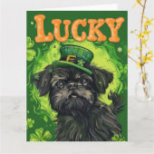 Affenpinscher St. Patrick's Day jurk Kaart (Gele Bloem)