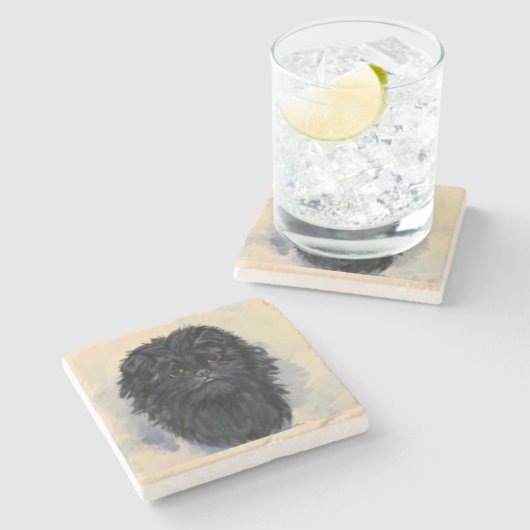 Affenpinscher Stenen Onderzetter (Zijkant)