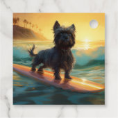 Affenpinscher Strand Surfen Schilderij Bedankjes Labels (Achterkant)