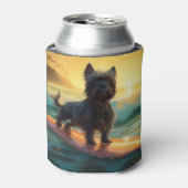 Affenpinscher Strand Surfen Schilderij Blikjeskoeler (Blikje Voorkant)
