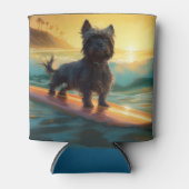 Affenpinscher Strand Surfen Schilderij Blikjeskoeler (Voorkant)