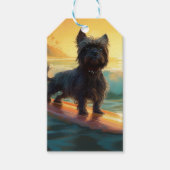 Affenpinscher Strand Surfen Schilderij Cadeaulabel (Voorkant)