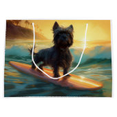 Affenpinscher Strand Surfen Schilderij Groot Cadeauzakje (Voorkant)