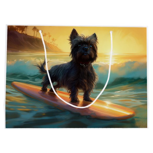 Affenpinscher Strand Surfen Schilderij Groot Cadeauzakje (Achterkant)