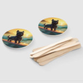 Affenpinscher strand surfen schilderij handwaaier (Niet-gemonteerd)