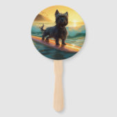 Affenpinscher strand surfen schilderij handwaaier (Voorkant)