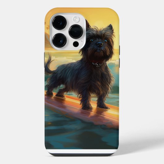 Affenpinscher Strand Surfen Schilderij iPhone Hoesje (Achterkant)