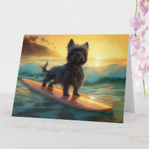 Affenpinscher Strand Surfen Schilderij Kaart