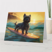Affenpinscher Strand Surfen Schilderij Kaart (Voorkant)