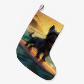 Affenpinscher Strand Surfen Schilderij Kleine Kerstsok (Voorkant (Hangend))