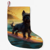 Affenpinscher Strand Surfen Schilderij Kleine Kerstsok (Voorkant)