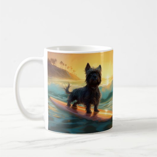Affenpinscher Strand Surfen Schilderij Koffiemok (Links)