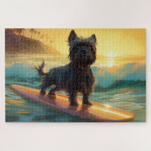 Affenpinscher Strand Surfen Schilderij Legpuzzel