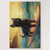 Affenpinscher Strand Surfen Schilderij Legpuzzel (Verticaal)
