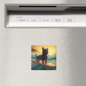 Affenpinscher Strand Surfen Schilderij Magneet (Insitu (Vaatwasser))