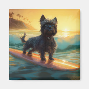 Affenpinscher Strand Surfen Schilderij Magneet