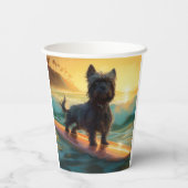 Affenpinscher Strand Surfen Schilderij Papieren Bekers (Achterkant)